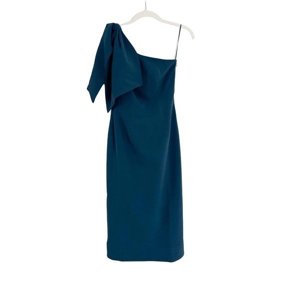 Dress the Population Tiffany One-Shoulder Midi Dress Peacock Blue Size XS NWT - Picture 6 of 7